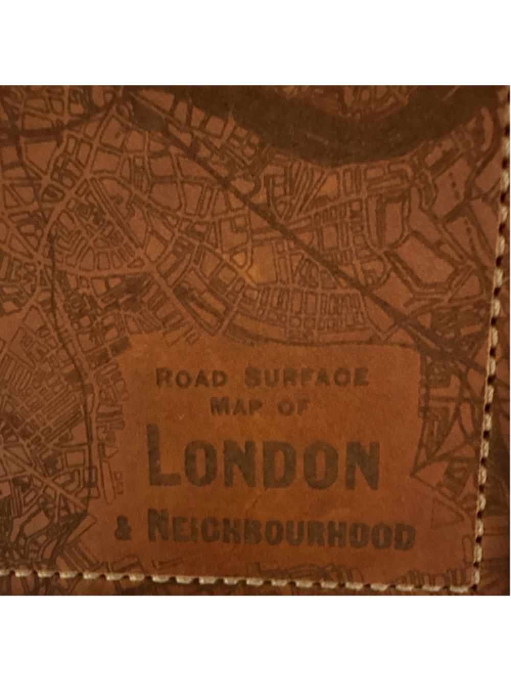 Leather Passport/ID Wallet Organizer with Card Slots, London Map Design, Brown - Picture 6 of 7